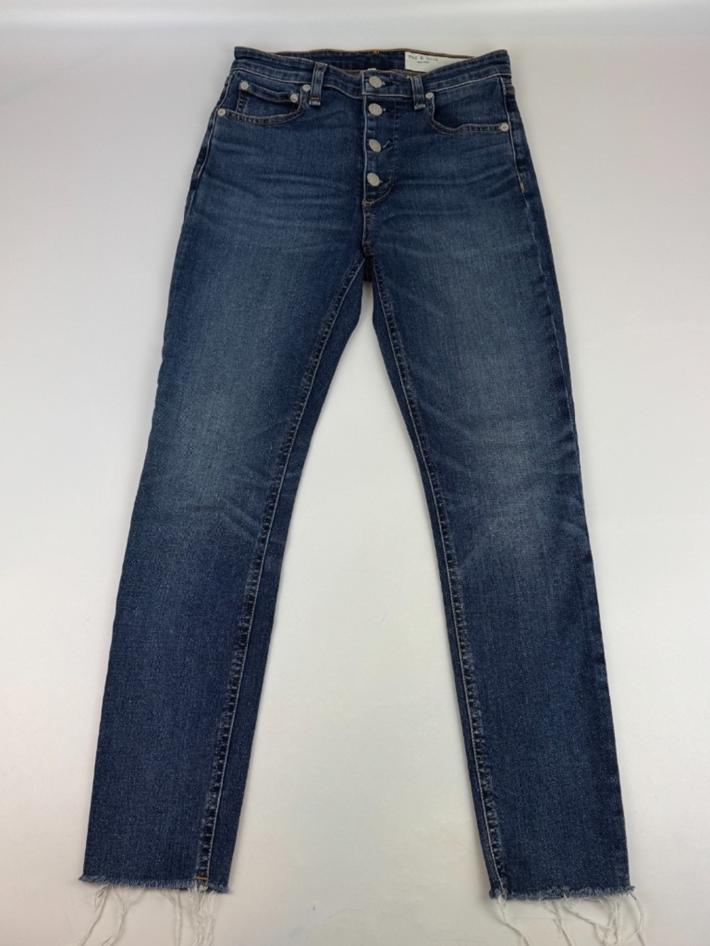 Rag & Bone Womens Size 25 Nina High Rise Skinny Jeans Stretch Button Fly Raw Hem